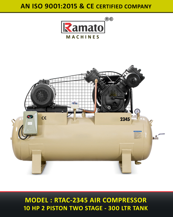 10 HP 2 Piston 2 Stage 300 Ltr Air Compressor Manufacturer Exporter india