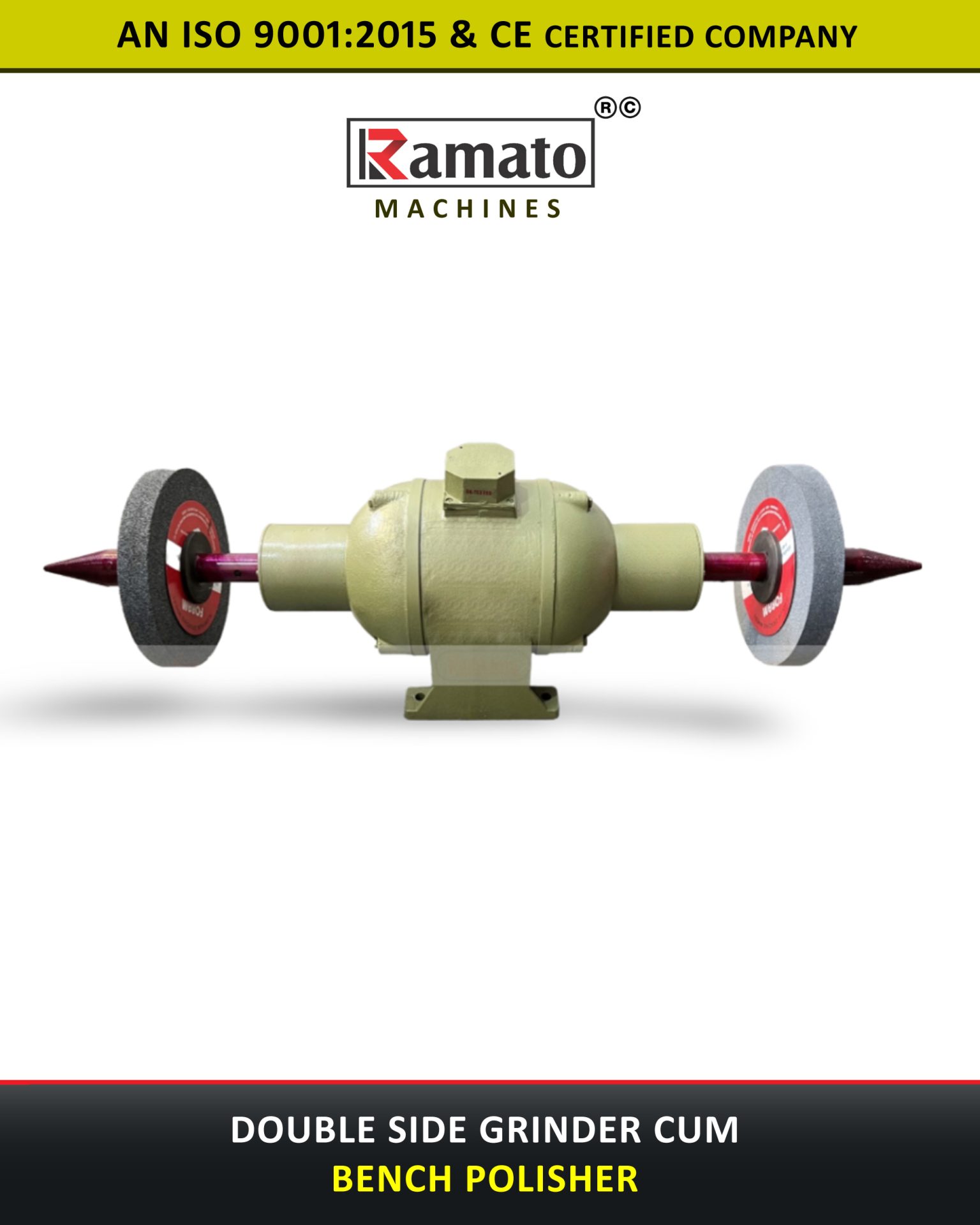 Double Side Bench Grinder Cum Polisher Manufacturer Exporter in Rajkot Gujarat Bharat (INDIA)