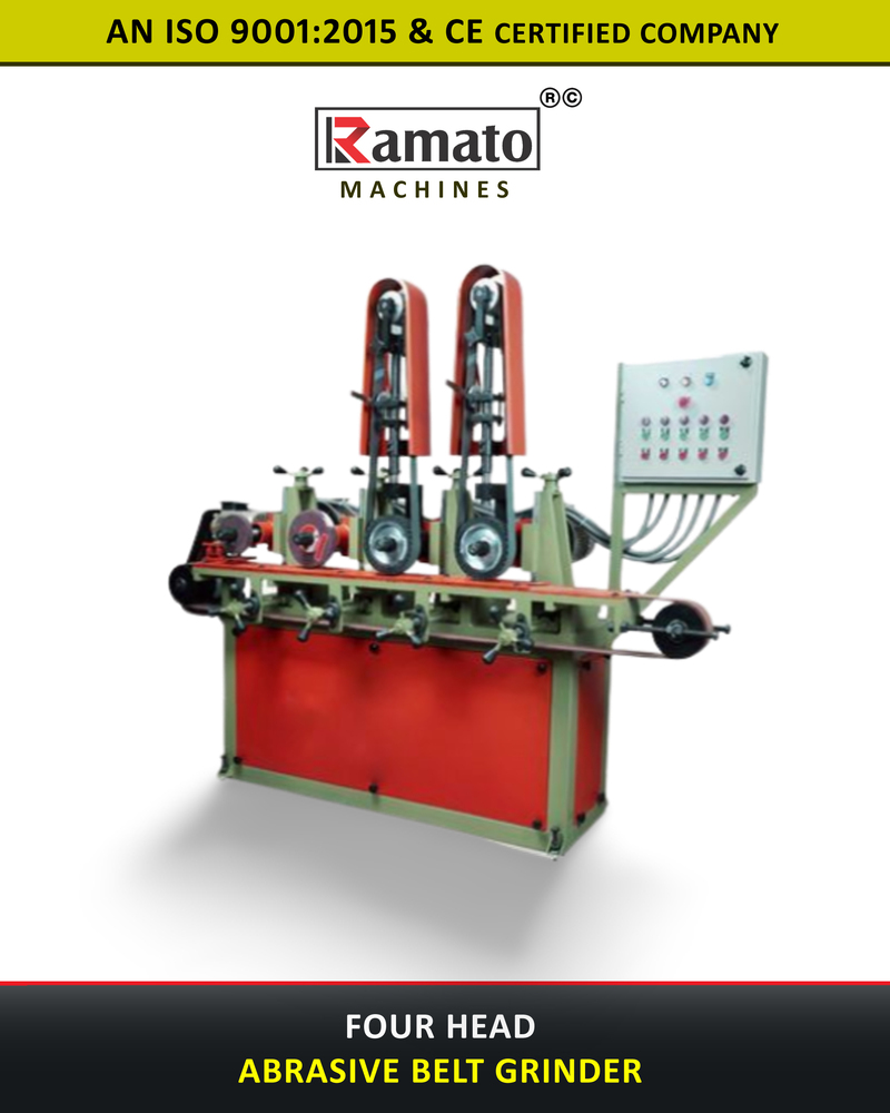 Ramato Four Head Automatic Hinges Polishing Belt Grinding Machine Manufacturer Rajkot Gujarat Bharat (INDIA)