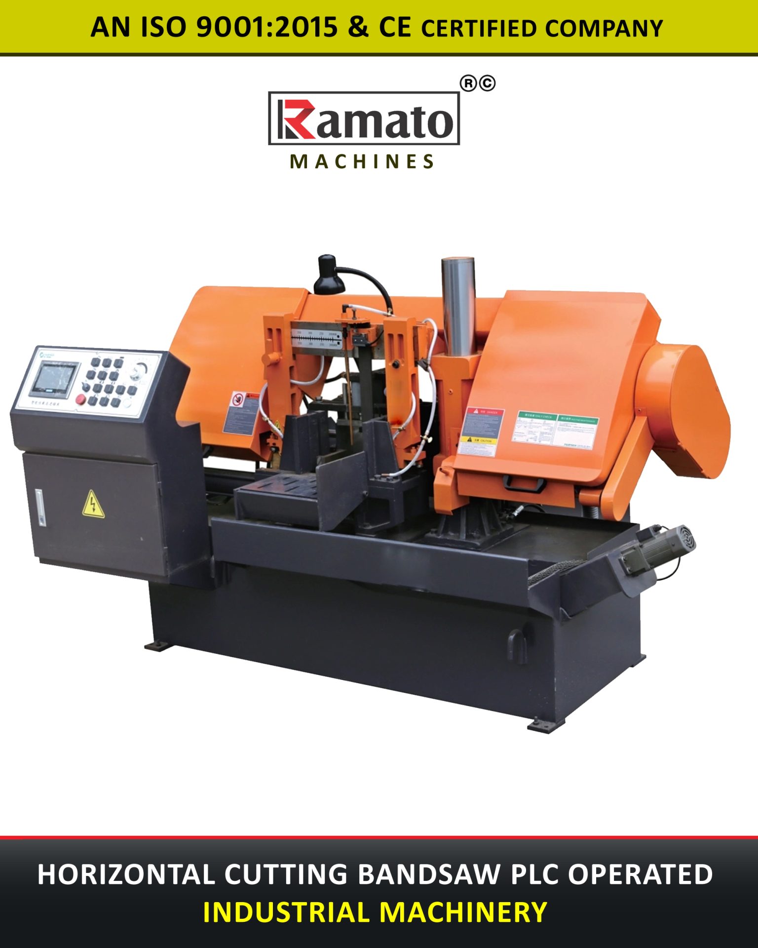 Ramato Horizontal Cutting Bandsaw PLC Operated Machine Manufacturer From Rajkot Gujarat Bharat (INDIA)