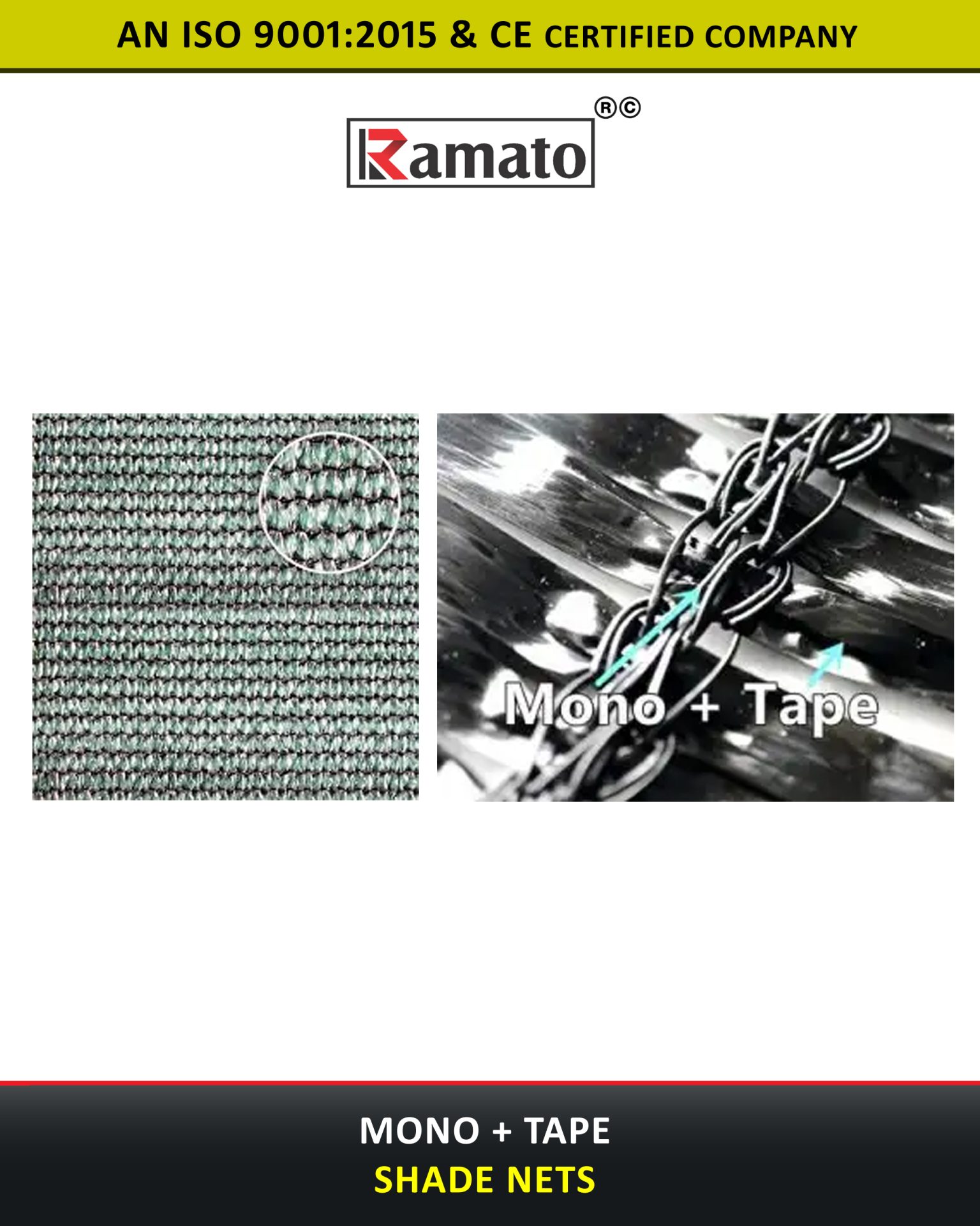 Mono Tape Shade Nets Manufacturer Exporter Rajkot Gujarat Bharat (INDIA)