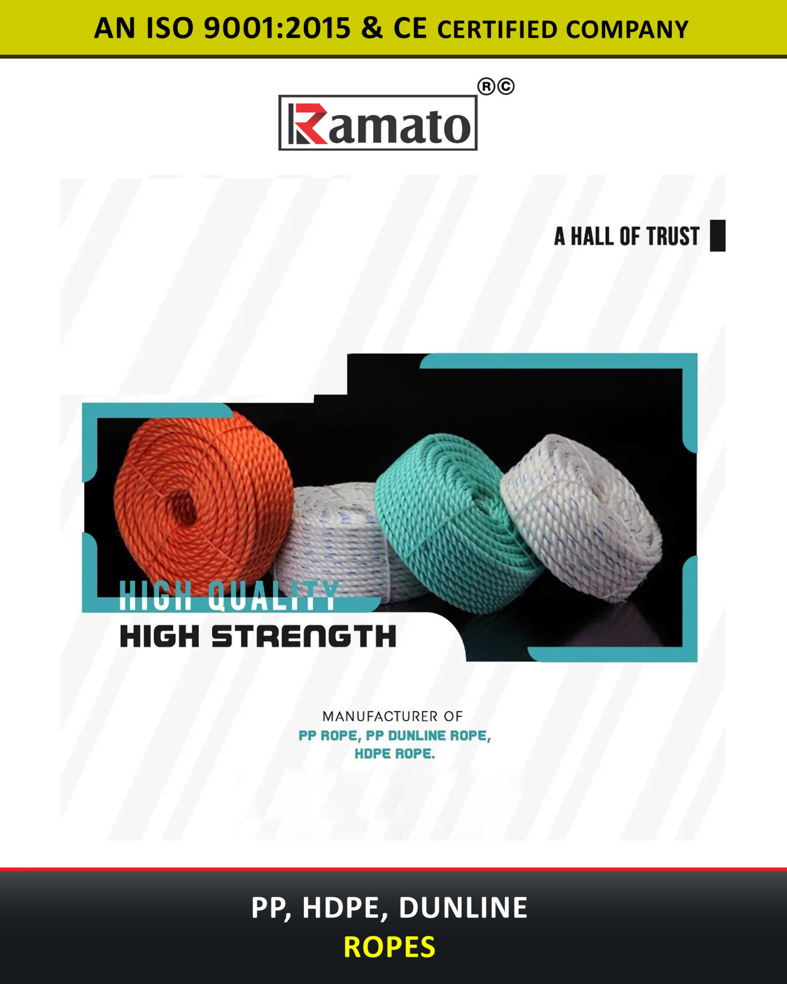 PP Hdpe Dunline Rope Manufacturer Exporter Rajkot Gujarat Bharat (INDIA)