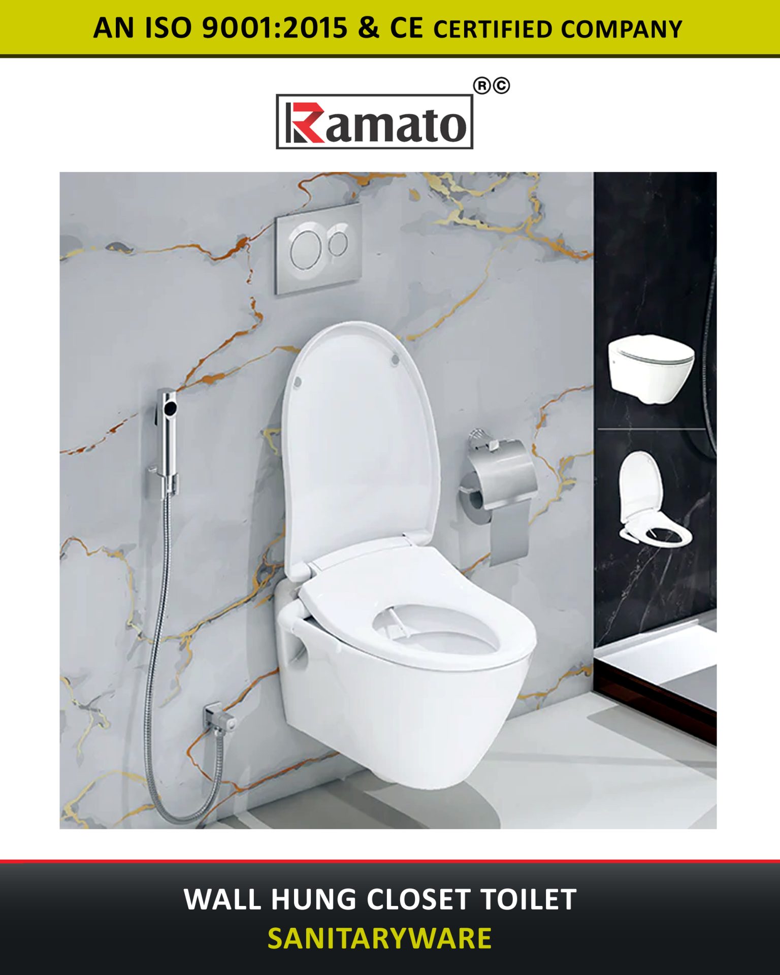 Wall Hung Closet Toilet Manufacturer Exporter in Rajkot Gujarat Bharat India